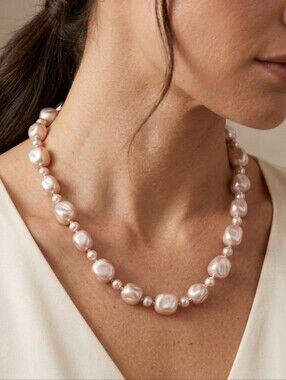 Elegant Ivory Baroque Style Pearl Necklace